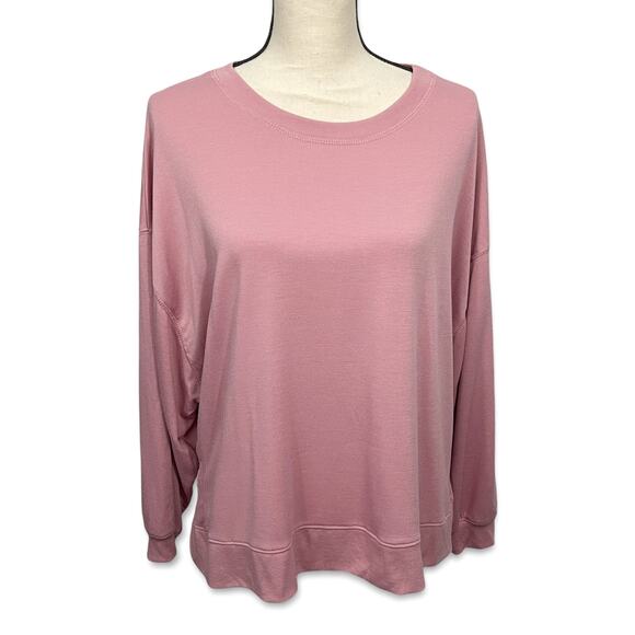 Found Los Angeles Pink Sweatshirt NEW Womens Sz S Raglan Sleeves Hi-Lo Split Hem - Picture 1 of 7